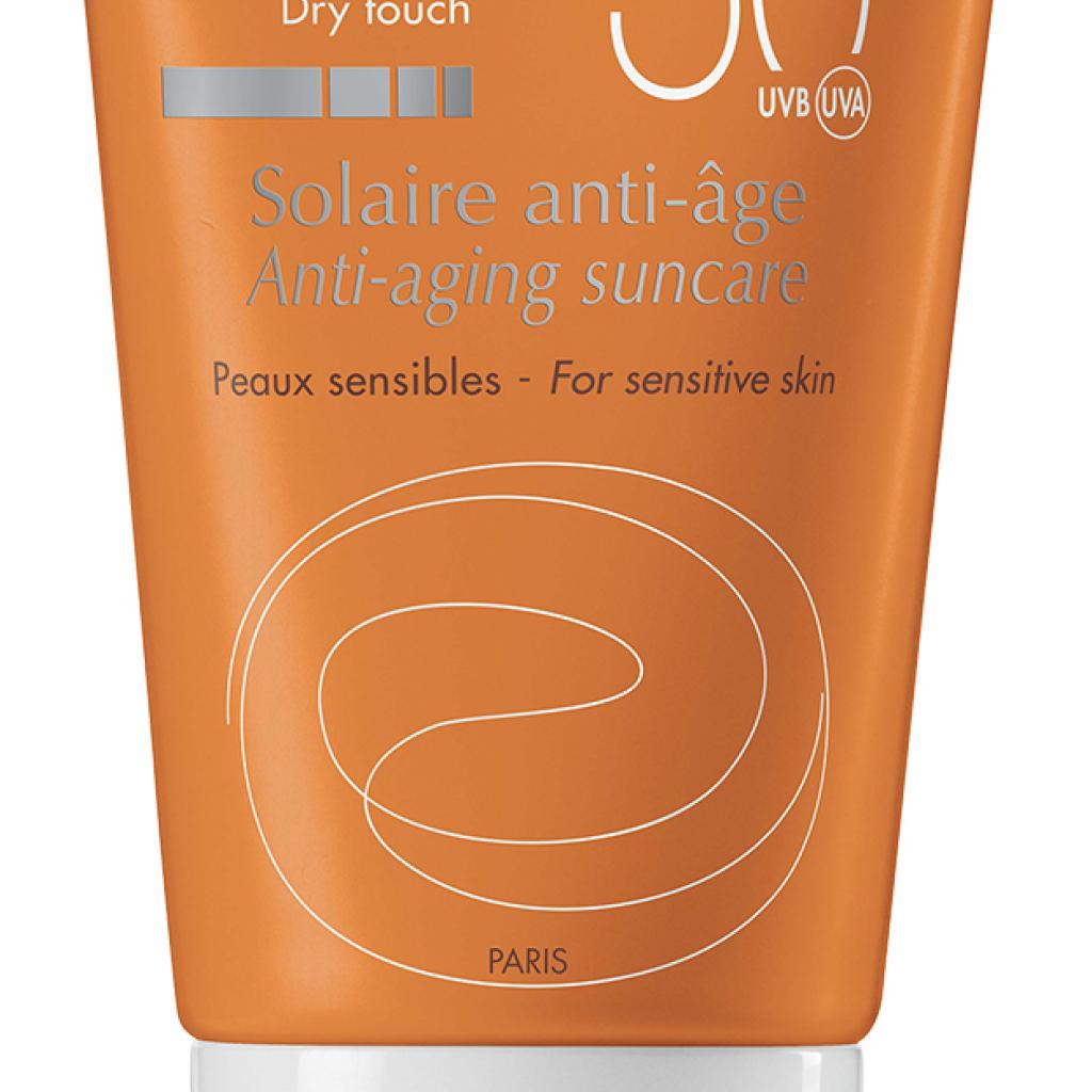 Crème solaire anti-âge toucher sec, SPF50, Avene, 19,50€.