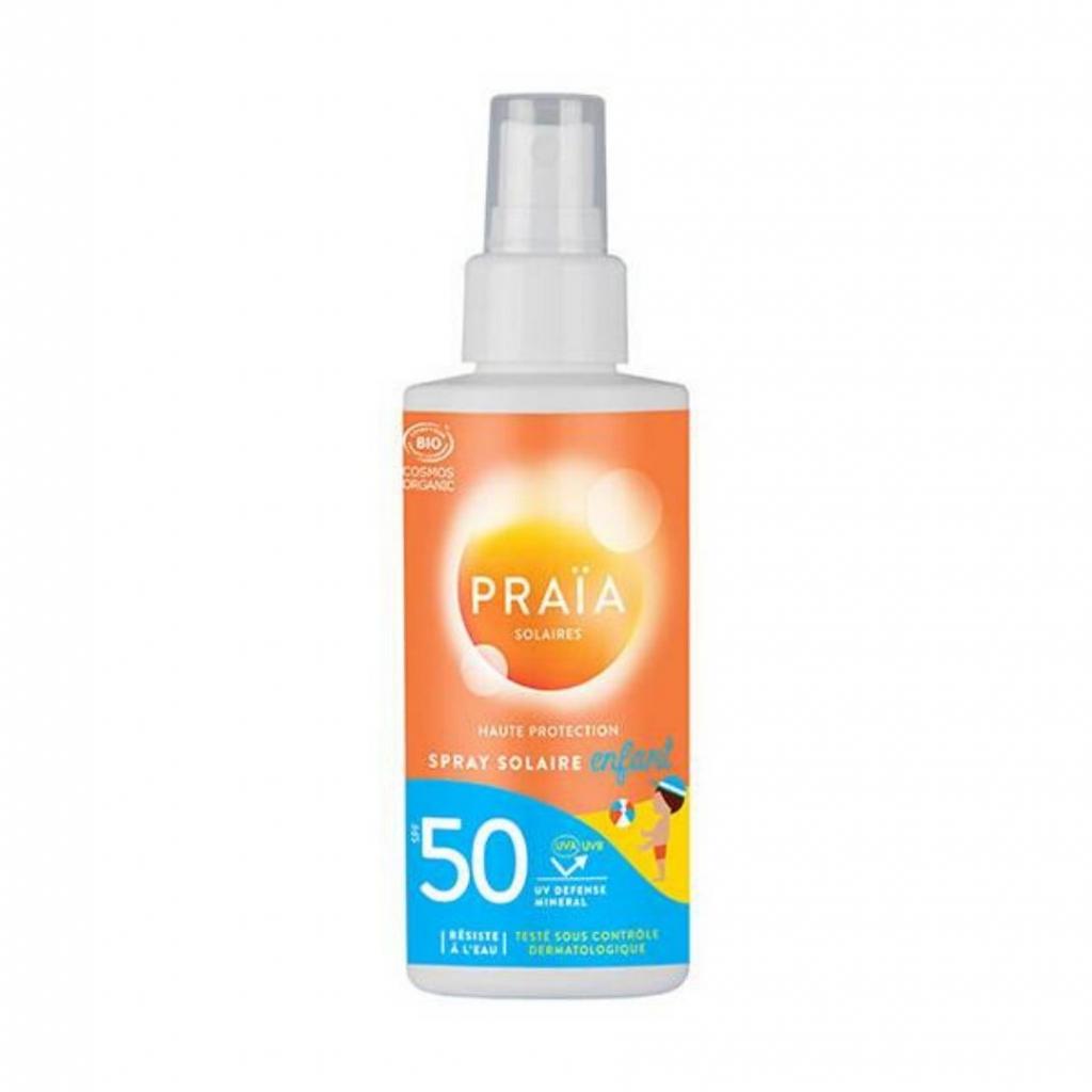 Spray solaire enfant SPF 50, Praia, 12,50 €. 