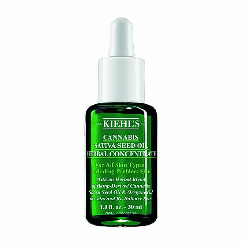 Huile calmante à base de chanvre Cannabis Sativa Seed Oil Herbal Concentrate, Kiehl’s, 46 €, <a href="http://kiehls.be" target="_blank">kiehls.be</a>