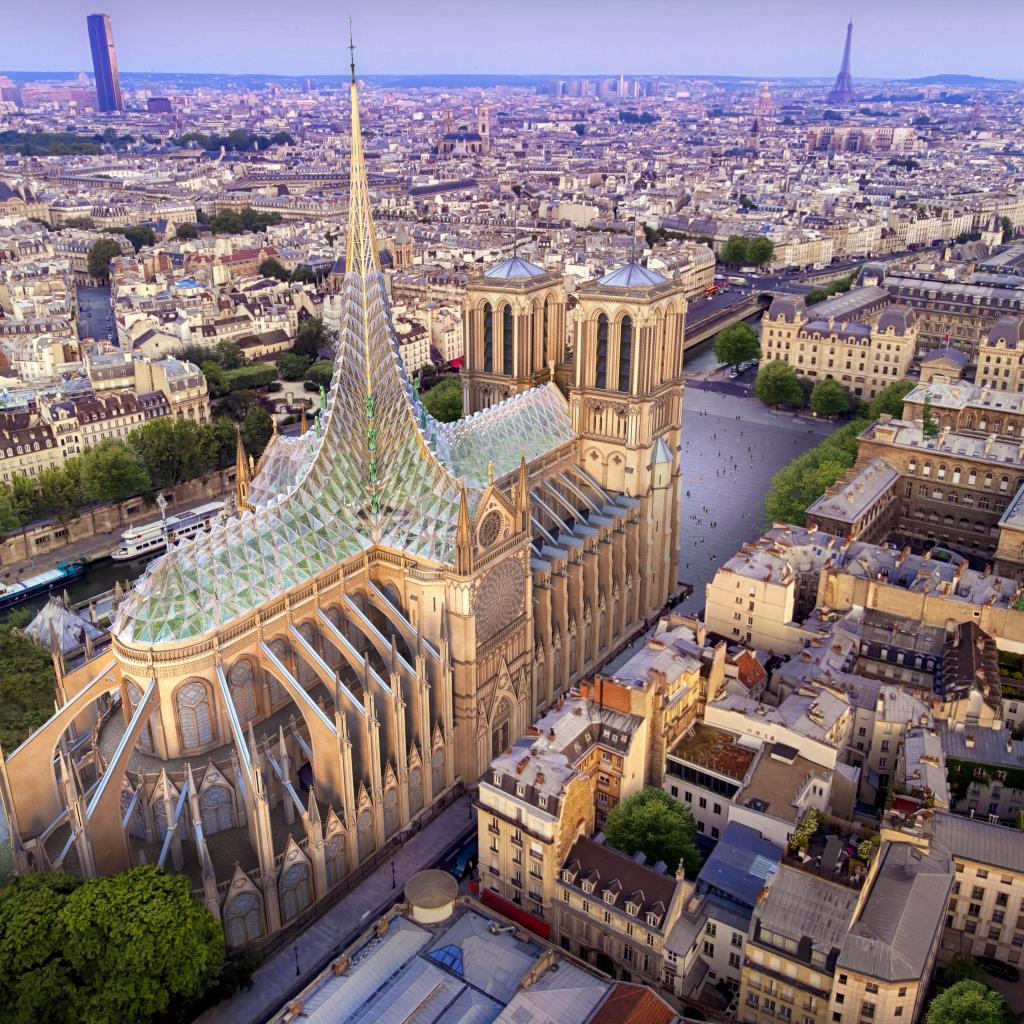 Palingenesis, hommage de Vincent Callebaut à Notre-Dame de Paris, une forêt gothique et biomimétique pour Paris, 2019.