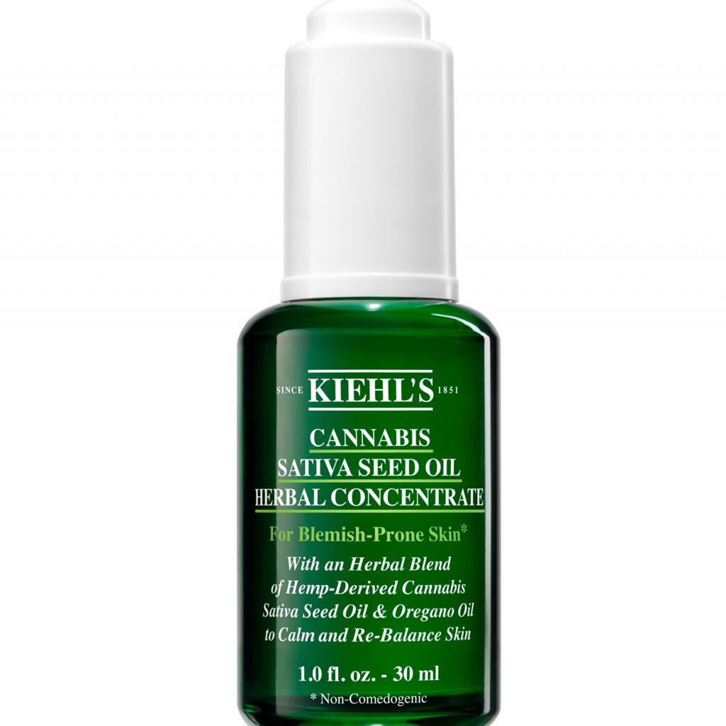 <em>La Cannabis Sativa Herbal Concentrate de Kiehl’s.</em> Un mélange végétal à base d’huile de chanvre et d’huile d’origan pour calmer et apaiser les épidermes sensibles