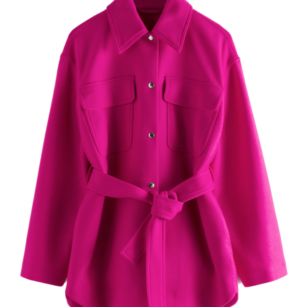 Surchemis en laine, <a href="https://www.stories.com/en_eur/clothing/jackets-coats/jackets/product.wool-blend-belted-overshirt-jacket-purple.0798491001.html" target="_blank">&amp; Other Stories</a>, 179 €. 
