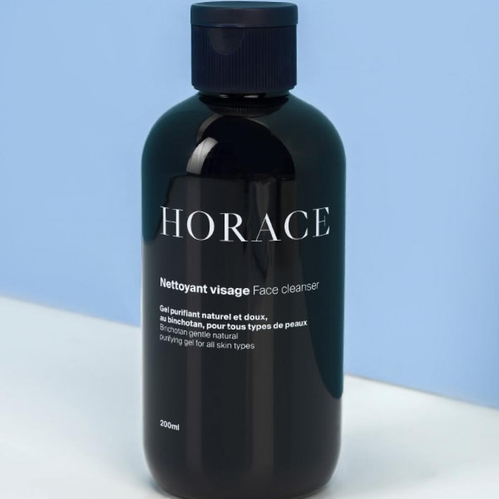 Nettoyant visage naturel, Horace, 200 ml, 12 € chez <a href="https://horace.co/fr/visage/nettoyant-purifiant-visage">https://horace.co</a>