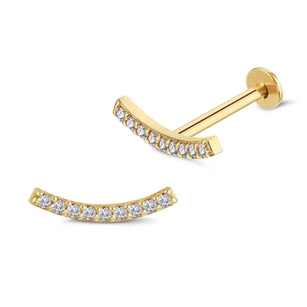 Piercing cartilage courbé en or et diamants, Imagin, 189€