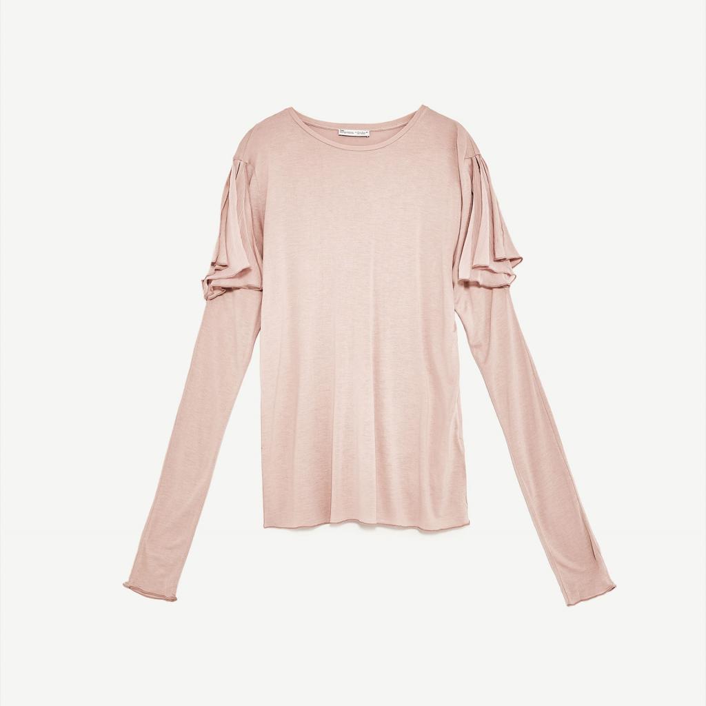 T-shirt à manches longues épaules ajourées, Zara, 15,95 €